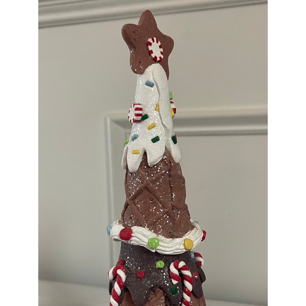 Village Gingerbread Ice Cream Cone Christmas Tree Lot Sugar Spice Village Decor - Picture 8 of 12